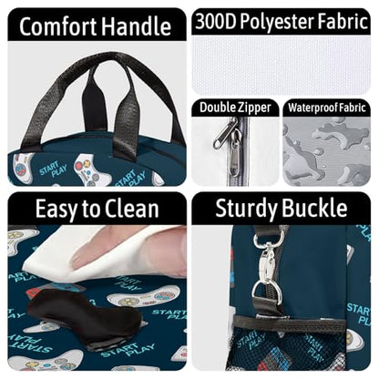 Game Lunch Bag Reusable Insulated Lunch Box Large Capacity Meal Tote for Kids Boys Girls Cooler Bag Waterproof Adjustable Shoulder Strap Gamer Lunch Tote for Work School Picnic Travel Hiking - color: Game04