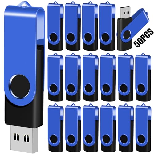 2GB 50-Pack USB Flash Drives Bulk EASTBULL USB 2.0 Thumb Drive,Blue | Swivel Pen Drive with Lanyards for Data Storage 2GB 50 Packs Bulk Thumb Drives, Blue - color: 50PCS-Blue, size: 2GB
