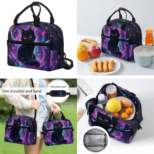 CLOHOMIN Black Cat Kids Backpack with Lunch Box for Girls 10-12/12-14 Middle School Bookbag for Kids Lunch Tote Bag Water Bottle Pouch 6th Grade Student Schoolbags Set of 3 - color: Black Cat