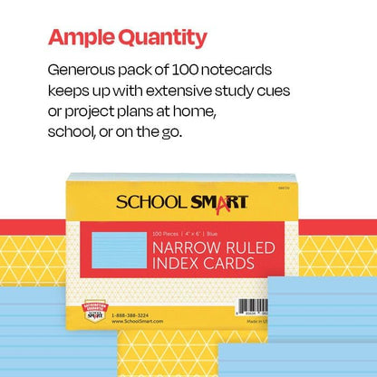 School Smart Ruled Index Card, 4 x 6 Inches, Blue, Pack of 100 - color: Blue, size: 4 x 6 Inches
