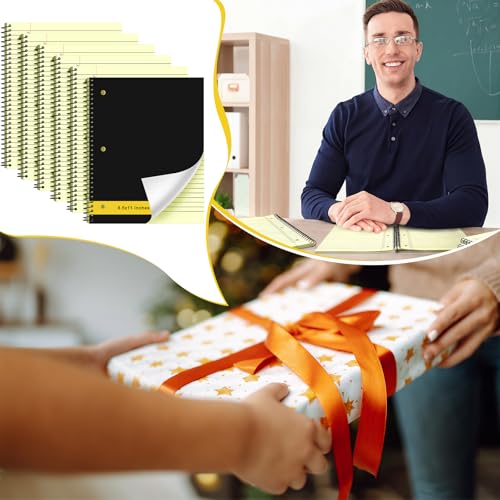 Resurhang 6 Pcs Legal Pad Top Spiral Bound Notebook 70 Sheets Double Sided College Ruled Paper Notepad Memo Steno Pad with Stiff Cover for Business College (8.5 x 11 Inches,3 Hole Punch,Yellow) - color: Yellow, size: 8.5 x 11 Inches, style: 3 Hole Punch