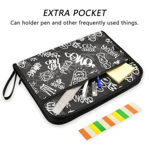Hip-hop Graffiti Rap Music File Folders,Plastic Folders with 13 Pockets,Expandable File Folder for Documents School Students Office,Aesthetic Folder with Labels A4 Letter Size - color: Multi 21