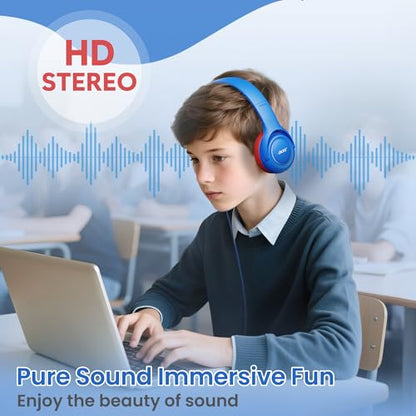 acer Kids Headphones - Over-Ear 85/94dB Volume Limiter, 3.5mm Jack Foldable Stereo Sound Headset for Toddlers Girls Boys Travel Learning Entertainment Tablet Kindle iPad PC,Blue Red, HK03 - color: Blue Red