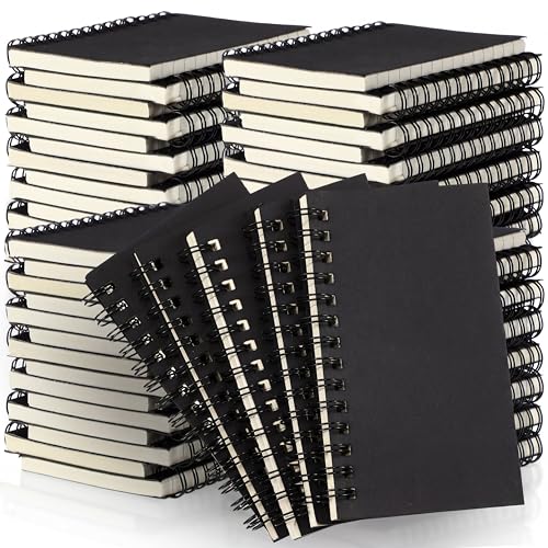 Jutom 54 Pcs Small Spiral Notebooks Memo Pads 3x5 Bulk Small Pocket Notepads Back to School Supplies Mini Notebook with Lined Mini Journals for Office & Work, 120 Pages (Black) - color: Black