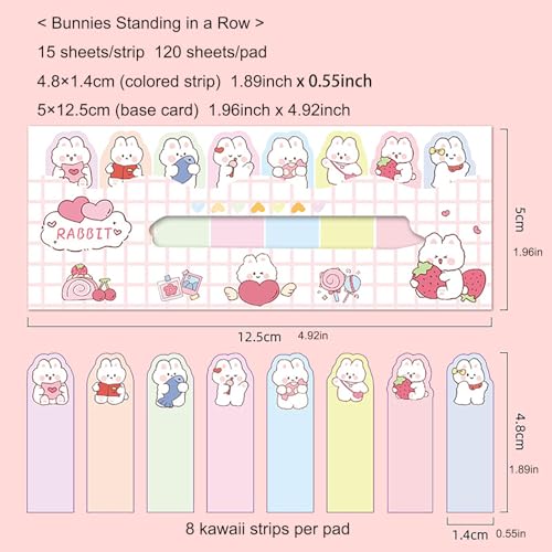 4 Pads Cute Cartoon Self-Stick Index Tabs Sticky Note Tabs Page Flags Bookmarks Mini Sticky Note Paper Page Markers Stickers for Students Books File Notebooks，120 Sheets/pad