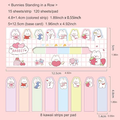 4 Pads Cute Cartoon Self-Stick Index Tabs Sticky Note Tabs Page Flags Bookmarks Mini Sticky Note Paper Page Markers Stickers for Students Books File Notebooks，120 Sheets/pad