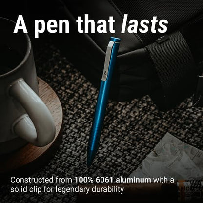 Everyman Aegean Grafton Mini Twist Refillable 0.7mm Metal Gel Ink Pen | EDC Premium Anodized Aluminum Build, Deep-Grooved Grip, Smooth Writing for Journaling, Office, Travel, Gifting & Daily Use - color: Aegean, style: Twist