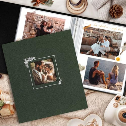 Lanpn Scrapbook Photo Album 8.5x11, Linen Window Design Cover Top Load 3 Ring Folder Binder Photobook Photo Book 8.5 x 11 inch with 30 Plastic Sleeves 60 Pages Green - color: Green, size: 8.5x11"