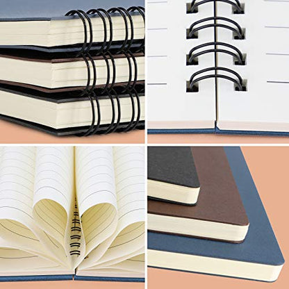 EUSOAR B5 Spiral Journal Notebook, 3 Pack 7.3"x10.2" 120 Pages Hardcover Lined Travel Writing Notebooks Journal, Students College Office Business Subject Diary Ruled Spiral Book Journal - color: Black/Royal Blue/Coffee, size: 3Packs