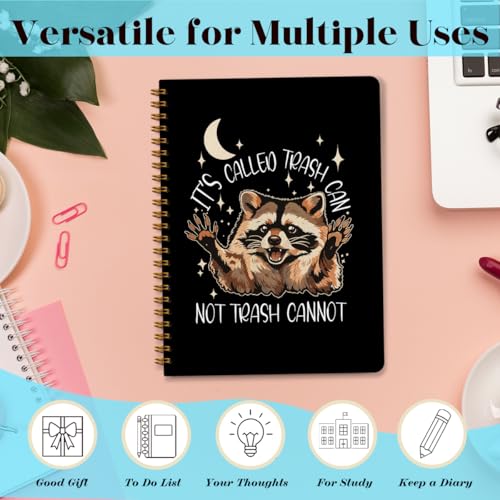 NISTOMISU Funny Raccoon Notebook, Whimsical Celestial Raccoon Journal, Funny Office Supplies, It's Called Trash Can Not Trash Cannot Animal Hardcover Spiral Notebooks, Lined Paper, 5.8x8.3 Inch - color: Raccoon Humor