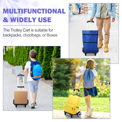 Aluminium Alloy Folding Backpack Trolley Cart Blue Wheeled Cart Aluminium Detachable Luggage Cart with Wheels for Bags Travel Luggage Cart, Unisex - color: Men