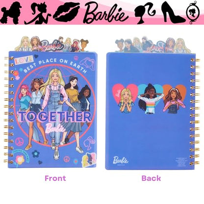 Barbie Tab Journal Notebook, Spiral Bound, 96 Lined Pages, 8 x 7 inches, Purple - style: Barbie