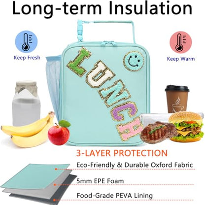 GYEUKHAM Insulated Lunch Bag for Women Girl Teen large Insulated Kid Lunch Bag,Large Reusable Cute Cooler Bag for School Work Picnic,Baby Green - color: Baby Green