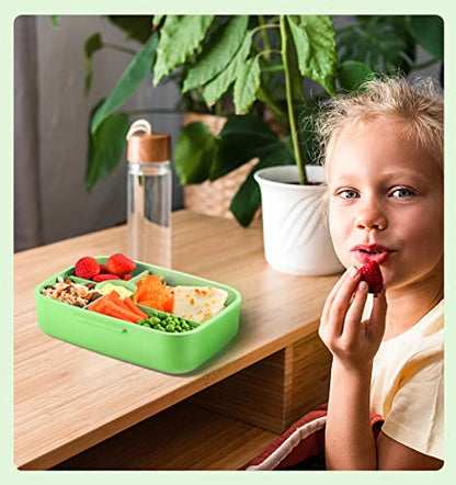 Bento Lunch Box with Kids/Adults, 5 Compartments Leakproof Lunch Container with Dressing Cup, Eco-Friendly Double Insulated Boxes, Dishwasher and Microwave Safe, BPA-Free (green) - color: Green