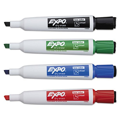EXPO 1944728 Magnetic Dry Erase Marker Chisel Tip Assorted 4/Pack