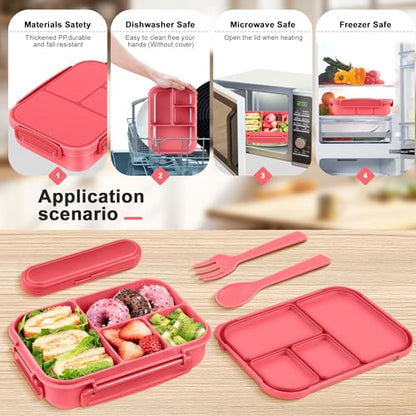 Amathley Lunch Box Kids,Bento Box Adult,Leakproof Lunch Containers for Adults/Kids/Toddler,1200ML-4 Compartments bento Lunch box with Utensil,Microwave & Dishwasher & Freezer Safe (Pink Berry) - color: Pink Berry