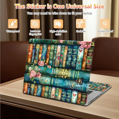 4-in-1 노트북 액세서리 번들: 12인치 휴대용 노트북 토트 백 + 컷 투 핏 노트북 스킨 스티커 & 손목 패드 2개, 맥북, HP, 델, 레노버, 아트 책장용 경량 컴퓨터 휴대용 케이스 - color: 미술 책장, size: 12 inch