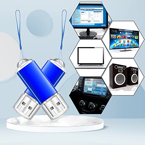 Hoteam 50 Pack USB 2.0 Flash Drives Bulk Blue Portable Thumb Drive with Hat USB Sticks Bulk with 50 Pcs Lanyards for Data Storage File Sharing Commercial Gift(8GB) - size: 8GB