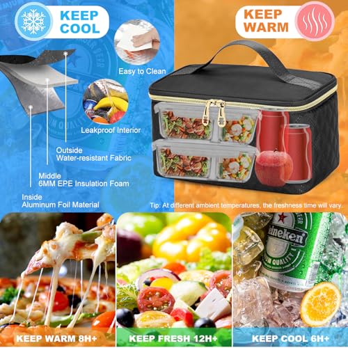 AIJIEKE Lunch Backpack for Women, 15.6 Laptop Backpack, Lunch Box, Black | Water resistant computer bag with insulated leakproof cooler. Travel meal prep backpack for nurse, teacher, college commute - color: Black