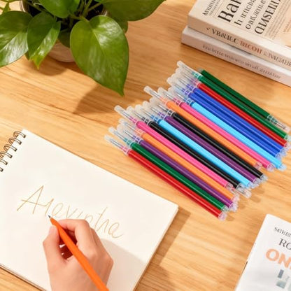 Erasable Gel Ink Pen Refills Compatible with Frixion Friction | Replaceable Medium Fine Point Clicker Refill Stationery (8Colors 24Pcs, Millimeters, 0.7mm) - color: 8colors 24pcs