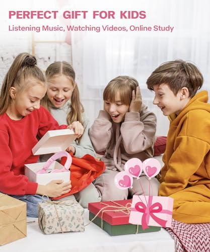 Kids Bluetooth Headphones, Over Ear Children's Wireless Bluetooth 5.3 Headsets, Built-in Mic, Comfortable Wear & HD Sound, Kids Headphones for Boys Girls School Travel iPad Tablet (Pink) - color: Pink