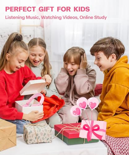 Kids Bluetooth Headphones, Over Ear Children's Wireless Bluetooth 5.3 Headsets, Built-in Mic, Comfortable Wear & HD Sound, Kids Headphones for Boys Girls School Travel iPad Tablet (Pink) - color: Pink