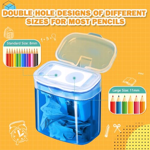 100 Pack Pencil Sharpener Bulk, Manual Pencil Sharpener with Lid for Kids, Double Hole Handheld Pencil Sharpeners for Classroom School Office Supplies, 4 Colors