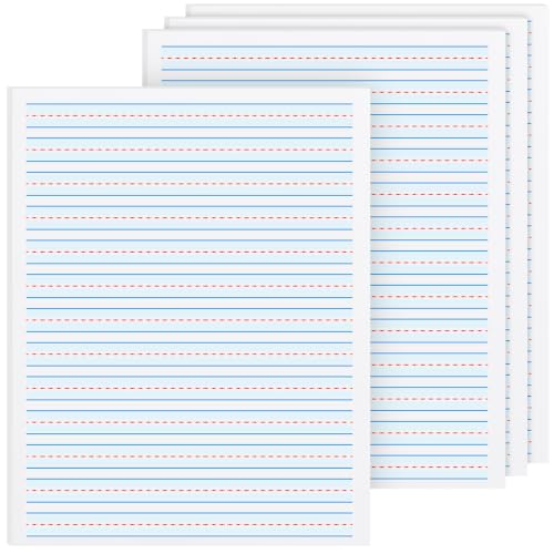 Ireer 400 Sheets Ruled Writing Paper 8.5 x 11 Inch Double Sided Primary Writing Paper Dotted Midline & Highlighted Lines Handwriting Practice Sheets for Kindergarten Grades 1-2 Toddlers Kids