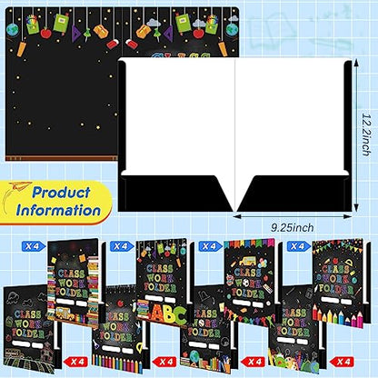 Yeaqee 32 Pcs Classwork Folders Homework Folders for Students Classwork Pocket Folder Portfolio Folder Homework Organizer for Classroom School Teachers Gifts Educational Supplies(Blackboard) - style: Blackboard