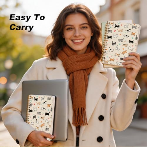 2 Pcs Cat Gifts for Women Spiral Notebook, Cute Cats College Ruled Spiral Notebook, Cats Themed Notebooks, 160 Ruled Pages Hardcover Journals for Writing Office, Cat Lover Gifts for Women Friend - color: Multicolour 0021