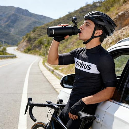 GOPPUS Insulated Water Bottle 20oz Stainless Steel BPA-Free Sports Bottle Ideal for School and Travel Silicone Spout Lid Prevents Leaks, Sweat, and Dust (Black) - color: Black