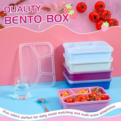 Honeydak 5 Pack Snack Containers 4 Compartment Bento Snack Boxes Reusable Lunchable Containers with Lids Divided Meal Prep Lunch Food Storage Box for School Work Travel(Elderberry,Mixed) - color: Elderberry, style: Mixed