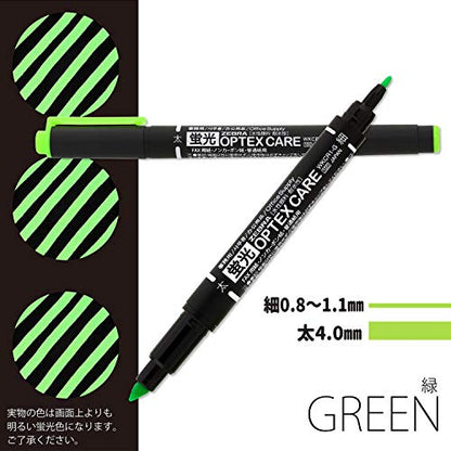 ZEBRA B-WKCR1-G Highlighter, Optex Care, Green, 10 Pens - color: Green 10pcs