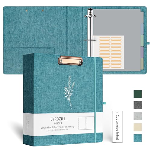 EYROZILL 3 Ring Binder 2 Inch, Binder for Letter Size (11" x 8.5") with 5 Tab Dividers, File Folder Labels and Low Profile Clipboards, Lavender Blue - color: Blue Lavender, size: ‎Letter Size - 2 Inch