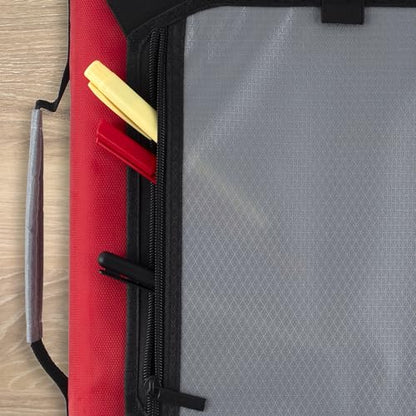Five Star Zipper Binder 2 Inch O-Rings Case Organiser with Expansion Panel and 5-Tab Expanding File Folder, 580 Sheet Capacity, Crimson Fade (290520K) - color: Crimson Fade, size: 1 Pack