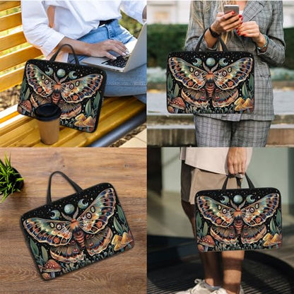 Laptop Sleeve Bag with Handle Computer Protective Soft Cover Case for 14 Inch 13 Inch Laptop,Art Butterfly Moon - color: Art Butterfly Moon