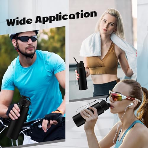 Maxcheck 30 Pieces Water Bottle Bulk 17 oz Plastic Sports Water Bottles Bulk with Handle Strap Lightweight Leakproof Drink Flip Top for Adults Fit Gym(Dark Style,Black) - color: Black, style: Dark Style