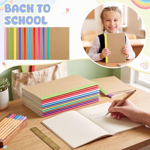 Handepo 100 Pack A5 Composition Notebooks Bulk 5"x8" Lined Kraft Soft Cover Journals, 60 Pages Bulk School Supplies for Students Classroom Office - color: Classic, size: A5