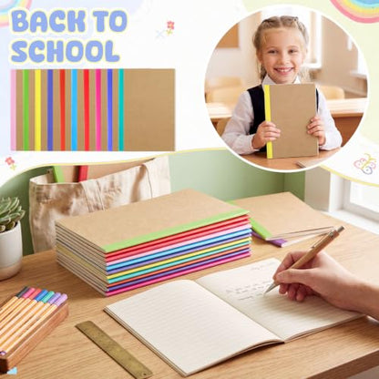Handepo 100 Pack A5 Composition Notebooks Bulk 5"x8" Lined Kraft Soft Cover Journals, 60 Pages Bulk School Supplies for Students Classroom Office - color: Classic, size: A5
