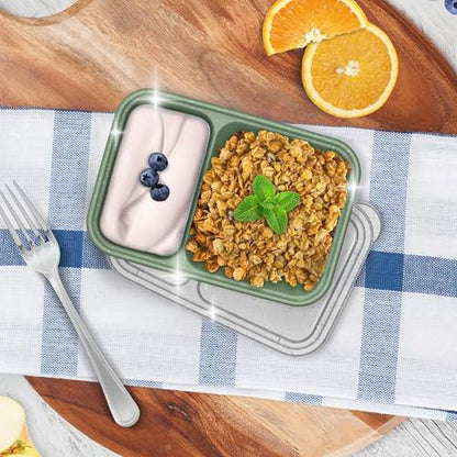 Bentgo Prep - 2-Compartment Snack Containers with Lids - Reusable, Microwaveable, Durable, PFAS & BPA-Free, Freezer, & Dishwasher-Safe Meal Prep Food Storage - 10 Trays & 10 Lids (Basil Glitter) - color: Basil Glitter