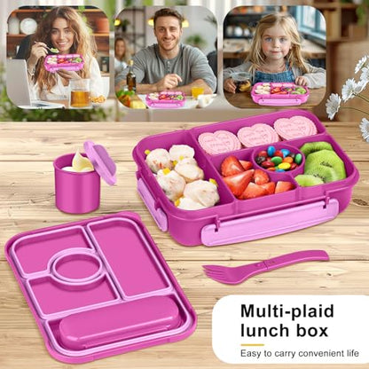 Amathley Bento Box Adult Lunch Box Kids,Lunch Containers for Adults/Kids/Toddler,5 Compartments Bento Lunch Box with Sauce Vontainers,Microwave & Dishwasher & Freezer Safe,BPA-Free (Red lily) - color: Red lily