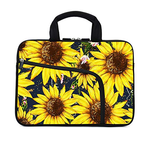 11.6" 12.2 inches Laptop Sleeve Chromebook Case Ultrabook Case Notebook Sleeve Tablet Case Neoprene Handle Sleeve for Men Women, Two Pockets Fit Apple MacBook Air Samsung Acer HP(Sunflowers) - color: sunflowers