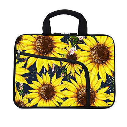 11.6" 12.2 inches Laptop Sleeve Chromebook Case Ultrabook Case Notebook Sleeve Tablet Case Neoprene Handle Sleeve for Men Women, Two Pockets Fit Apple MacBook Air Samsung Acer HP(Sunflowers) - color: sunflowers