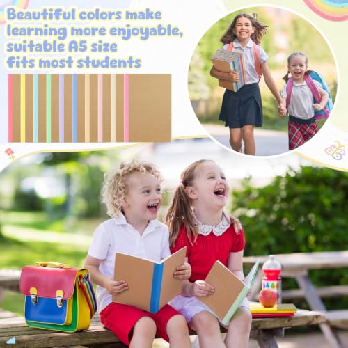 Handepo 100 Pack A5 Composition Notebooks Bulk 5"x8" Wide Ruled Soft Cover Journals, 60 Pages Composition Notebooks Bulk School Supplies for Students Classroom Office - color: Fresh Macaron, size: A5