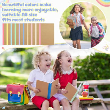 Handepo 100 Pack A5 Composition Notebooks Bulk 5"x8" Wide Ruled Soft Cover Journals, 60 Pages Composition Notebooks Bulk School Supplies for Students Classroom Office - color: Fresh Macaron, size: A5