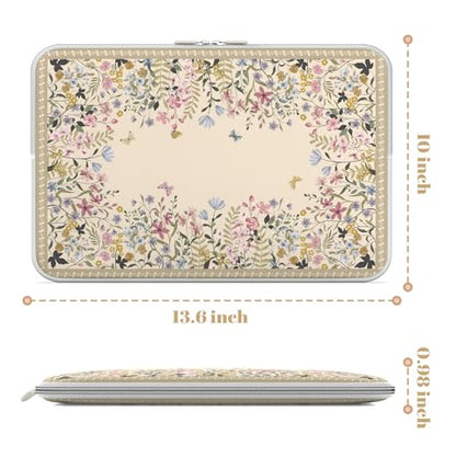 iCasso Laptop Carrying Case 13 inch,Stylish Computer Sleeve for Women Girl,13-13.6 inch Laptop Sleeves Compatible with MacBook Neo/Air/Pro 13-14 Sleeve, HP Dell ASUS Lenovo Chromebook Notebook,Flowers - color: Beige, size: 13-14 Inch