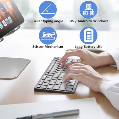 MMK Bluetooth Keyboard, Tablet Keyboard Compatible iPad 11th Generation,iPad 10th/9th/8th & Air 5th/4th, iPda Pro 13/12.9/11-Inch and Air 13/11-Inch Models and More Bluetooth-Enabled Devices-Black - color: Black