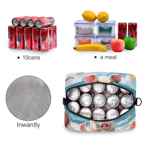 ALAZA Pigs on The Summer Beach Insulated Lunch Bag Women Men Portable Reusable Cooler Lunch Tote Bag for Work Office Picnic College - color: Multi 20
