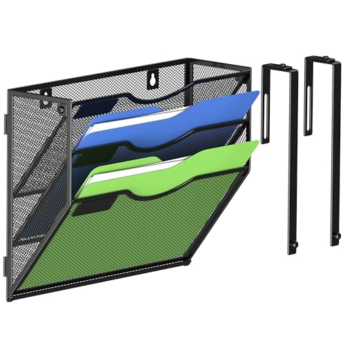 Kuntine.B Wall File Organizer Office Hanging Magazine Holder Wall File Organizer for Office Home - color: Black, size: 3 Tier & Hangers