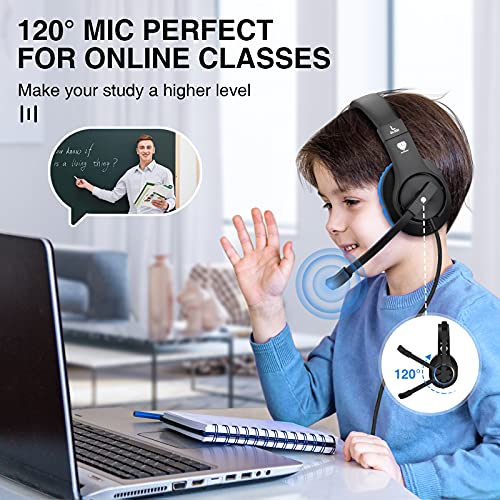 BlueFire Kids Headphones for Online School, Children, Teens, Boys, Girls, 3.5mm Stereo Over-Ear Gaming Headphone with Microphone and Volume Control for PS4, PS5, New Xbox One（Blue） - color: Blue